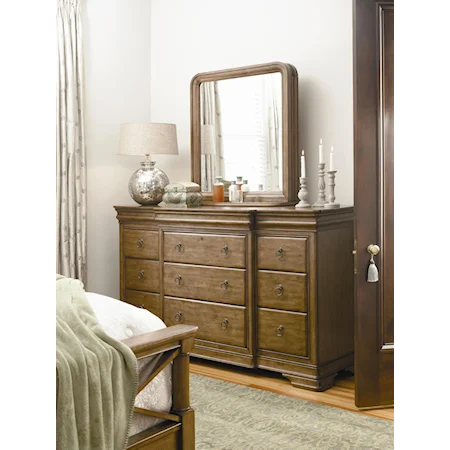 Traditional Dresser and Storage Mirror Combo